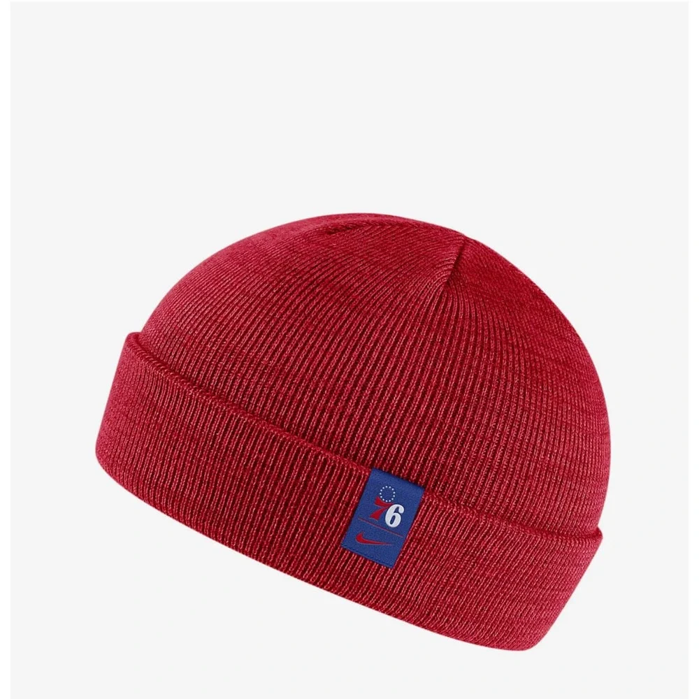 Nike NBA Philadelphia 76ers Beanie OS Red Blue Embroidered Knit DM8720 657 RARE - Picture 1 of 1